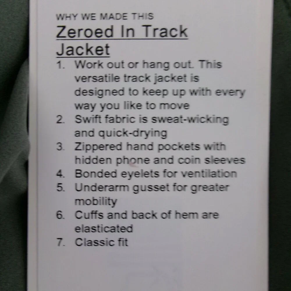 New Men's Lululemon ZEROED IN TRACK JACKET M Grey Sage Willow Leaf Green Grey - Picture 9 of 10